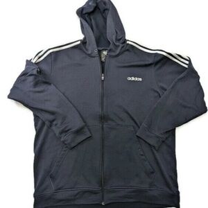 Adidas Dark Blue Zip-Up Hoodie with White Accents